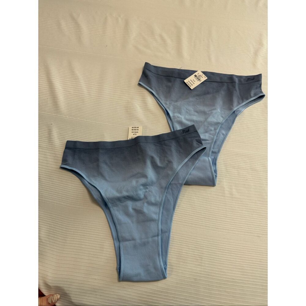 Lot Of 2 VICTORIA'S SECRET PINK BLUE OMBRE SEAMLESS BRAZILIAN CHEEKY SIZE SMALL